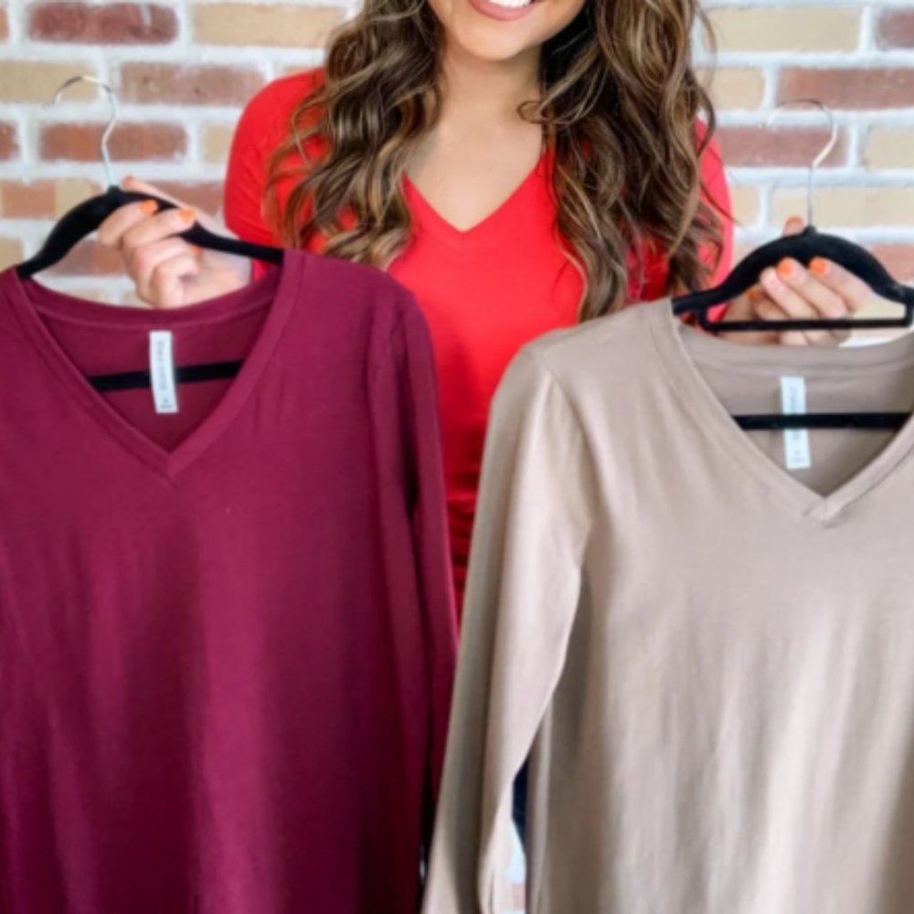 Women's Top BASIC V LONG SLEEVE